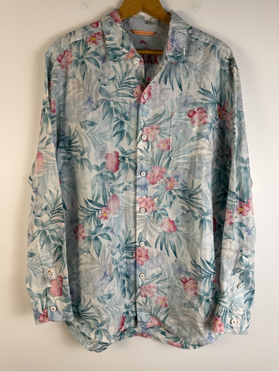 Tommy Bahama Other - Tommy Bahama Linen Cotton Floral Button-Down Hawaiian Shirt